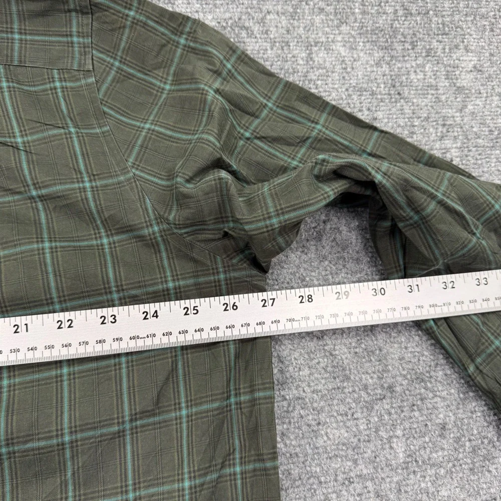 Eddie Bauer Button Up Size XXL Green‎ Plaid Wrinkle Resistant Classic Fit Men's